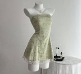 Modest A Line Strapless Sage Green Lace Formal 8th Grade Homecoming Dresses Middle School Short 16th Birthday Gowns Graduation Dress Hoco Outfits HZ1121