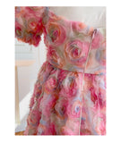 Unique Ball Gown Square Neck Floral Pink Short Mini Formal 8th Grade Homecoming Dresses Middle School Short Cocktail Dress Hoco Outfits HZ1121