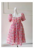 Unique Ball Gown Square Neck Floral Pink Short Mini Formal 8th Grade Homecoming Dresses Middle School Short Cocktail Dress Hoco Outfits HZ1121