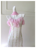 Sexy Mermaid Spaghetti Straps Pink Chiffon Long Prom Dresses Party Dress 20th Birthday Outfits Graduation Dresses HZ1121