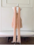 Modest A Line Halter V Neck Blush Pink Chiffon Formal 8th Grade Homecoming Dresses Middle School Short Birthday Gowns Graduation Dress Hoco Outfits HZ1121
