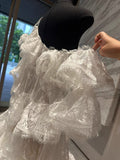 Princess Ball Gown Off The Shoulder White Lace Short Mini Formal 8th Grade Homecoming Dresses Middle School Short Cocktail Dress Hoco Outfits HZ1121
