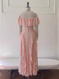 Sexy A Line Off The Shoulder Blush Pink Chiffon Long Prom Dresses Party Dress 20th Birthday Outfits Graduation Dresses HZ1121