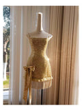 Modest Sheath Spaghetti Straps Gold Sequin Formal 8th Grade Homecoming Dresses Middle School Short Birthday Gowns Graduation Dress Hoco Outfits HZ1121
