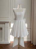 Modest A Line Square Neck White Formal 8th Grade Homecoming Dresses Middle School Short Birthday Gowns Graduation Dress Hoco Outfits HZ1121