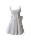 Modest A Line Square Neck White Formal 8th Grade Homecoming Dresses Middle School Short Birthday Gowns Graduation Dress Hoco Outfits HZ1121