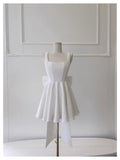Modest A Line Square Neck White Formal 8th Grade Homecoming Dresses Middle School Short Birthday Gowns Graduation Dress Hoco Outfits HZ1121