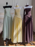 Simple A Line Strapless Brown Chiffon Long Prom Dresses Party Dress 20th Birthday Outfits Graduation Dresses HZ1121