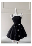 Modest Ball Gown Spaghetti Straps Black Organza Formal 8th Grade Homecoming Dress Middle School Short 18th Birthday Outfits Graduation Dress Hoco Dresses HZ1121