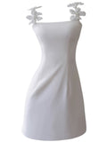 Modest Sheath Spaghetti Straps White Formal 8th Grade Homecoming Dress Middle School Short 18th Birthday Outfits Graduation Dress Hoco Dresses HZ1121