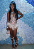 Aesthetic Sheath Scoop Champagne Tight Short Mini Sequin Beads Formal Homecoming Dress Short Cocktail Outfits Graduation Dress Hoco Dress HZ1121