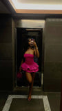 Cute A line Strapless Hot Pink Formal Short Homecoming Dress Middle School Short 16th Birthday Outfits Graduation Dress Cocktail Dresses HZ1121