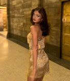 Modest A line Spaghetti Straps Sequin Formal Short Homecoming Dress Middle School Short 21st Birthday Outfits Graduation Dress Cocktail Dresses HZ1121