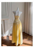 Simple A Line Strapless Yellow Chiffon Long Prom Dresses Party Dress 20th Birthday Outfits Graduation Dresses HZ1121