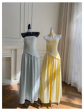 Simple A Line Strapless Yellow Chiffon Long Prom Dresses Party Dress 20th Birthday Outfits Graduation Dresses HZ1121