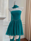 Aesthetic A line Strapless Chiffon Formal Mini Homecoming Dress Middle School Short 19th Birthday Outfits Graduation Dress Hoco Dresses HZ1121