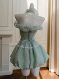 Cute Ball Gown Light Green Satin Formal Short Mini Homecoming Dress Middle School 20th Birthday Outfits Graduation Dress Cocktail Dresses HZ1121