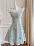 Aesthetic A line Spaghetti Straps Mint Green Formal Mini Homecoming Dress Middle School Short 17th Birthday Outfits Graduation Dress Hoco Dresses HZ1121