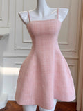Aesthetic A line Spaghetti Straps Pink Formal Mini Homecoming Dress Middle School Short 17th Birthday Outfits Graduation Dress Hoco Dresses HZ1121