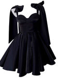 Simple A line Straps Little Black Dress Mini Short Formal Cocktail Dress Homecoming Dresses Summer Middle School Hoco Dress Homecoming Outfits 19th Birthday Outfit HZ1121