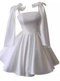 Cute A line Straps White Corset Back Mini Short Formal Cocktail Dress Homecoming Dresses Summer Middle School Hoco Dress Homecoming Outfits 19th Birthday Outfit HZ1121