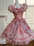 Cute Ball Gown Square Neck Pink Corset Back Mini Short Formal Cocktail Dress Homecoming Dresses Summer Middle School Hoco Dress Homecoming Outfits 19th Birthday Outfit HZ1121