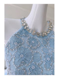 Modest A Line Jewel Neck Light Sky Blue Tulle Formal 8th Grade Homecoming Dress High School Short 18th Birthday Outfits Graduation Dress Hoco Dresses HZ1121