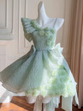 Cute Ball Gown Mint Green Satin Formal Short Mini Homecoming Dress Middle School 20th Birthday Outfits Graduation Dress Cocktail Dresses HZ1121