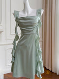 Cute A Line Square Neck Mint Green Short Formal Homecoming Dress Middle School Short 20th Birthday Outfits Graduation Dress Cocktail Dresses HZ1121