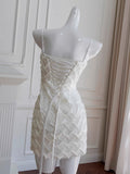Cute Sheath Spaghetti Straps White Short Formal Homecoming Dress Middle School Short 20th Birthday Outfits Graduation Dress Cocktail Dresses HZ1121