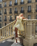 Cute A Line Spaghetti Straps Short Yellow Formal Homecoming Dress Middle School Short 20th Birthday Outfits Graduation Dress Cocktail Dresses HZ1121
