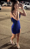 Cute Sheath Sweetheart Blue Short Formal Homecoming Dress Middle School Short 20th Birthday Outfits Graduation Dress Cocktail Dresses HZ1121