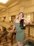 Modest A Line Halter Olive Green Short Formal Homecoming Dress Middle School Short 18th Birthday Outfits Graduation Dress Cocktail Dresses HZ1121