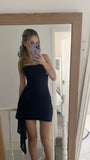 Pretty Sheath Strapless Little Black Dress Short Formal Homecoming Dresses Middle School Short 21st Birthday Outfits Graduation Dress Mini Cocktail Dresses HZ1121