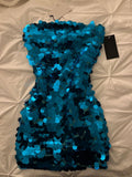 Pretty Sheath Strapless Royal Blue Sequin Short Formal Homecoming Dresses Middle School Short 21st Birthday Outfits Graduation Dress Mini Cocktail Dresses HZ1121