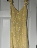 Pretty A line V Neck Yellow Sequin Formal Homecoming Dresses Short 21st Birthday Outfits Graduation Dress Mini Cocktail Dresses HZ1121