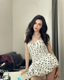 Pretty Sheath Sweetheart Black Polka Dots Formal Homecoming Dresses Short 21st Birthday Outfits Graduation Dress Mini Cocktail Dresses HZ1121