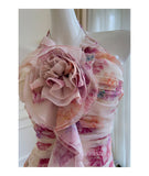 Pretty Sheath Halter Pink Floral Chiffon Short Formal Homecoming Dresses Middle School Short 21st Birthday Outfits Graduation Dress Mini Cocktail Dresses HZ1121