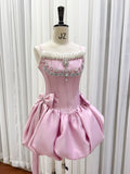 Modest Ball Gown Spaghetti Straps Satin Short Formal Homecoming Dress Middle School Short 18th Birthday Outfits Graduation Dress Cocktail Dresses HZ1121