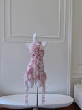Pretty Sheath Halter Pink Floral Chiffon Short Formal Homecoming Dresses Middle School Short 21st Birthday Outfits Graduation Dress Mini Cocktail Dresses HZ1121