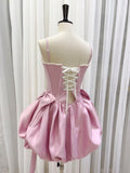 Modest Ball Gown Spaghetti Straps Satin Short Formal Homecoming Dress Middle School Short 18th Birthday Outfits Graduation Dress Cocktail Dresses HZ1121