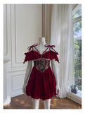 Aesthetic Ball Gown Burgundy Velvet Short Mini Feathers Formal Homecoming Dress Short Cocktail Outfits Graduation Dress Mini Hoco Dress HZ1121