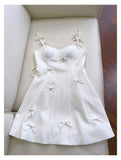 Pretty A Line Spaghetti Straps White Short Formal Homecoming Dresses Middle School Short 21st Birthday Outfits Graduation Dress Mini Cocktail Dresses HZ1121