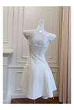 Pretty A Line Spaghetti Straps White Short Formal Homecoming Dresses Middle School Short 21st Birthday Outfits Graduation Dress Mini Cocktail Dresses HZ1121