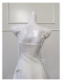 Pretty A Line Spaghetti Straps White Satin Short Formal Homecoming Dresses Middle School Short 21st Birthday Outfits Graduation Dress Mini Cocktail Dresses HZ1121