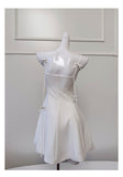 Pretty A Line Spaghetti Straps White Satin Short Formal Homecoming Dresses Middle School Short 21st Birthday Outfits Graduation Dress Mini Cocktail Dresses HZ1121