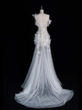 Unique Wedding Dress Mermaid Spaghetti Straps Lace White Sleeveless Long Wedding Dresses Bridal Gowns HZ1121