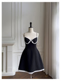Pretty A Line Spaghetti Straps Black Satin Short Formal Homecoming Dresses Middle School Short 21st Birthday Outfits Graduation Dress Mini Cocktail Dresses HZ1121