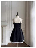 Pretty A Line Spaghetti Straps Little Black Dress Satin Short Formal Homecoming Dresses Middle School Short 21st Birthday Outfits Graduation Dress Mini Cocktail Dresses HZ1121