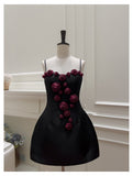 Pretty Ball Gown Spaghetti Straps Black Short Formal Homecoming Dresses Middle School Short 21st Birthday Outfits Graduation Dress Mini Cocktail Dresses HZ1121